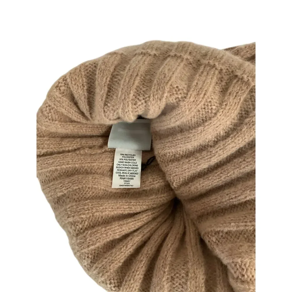 NWOT Sonoma Soft Knit Tan Winter Beanie Ribbed Rib Hat Cap Women's One Size